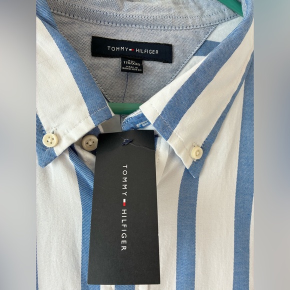 NWT Tommy Hilfiger Oxford Button Down Shirt Blue Striped XXL - Picture 4 of 6